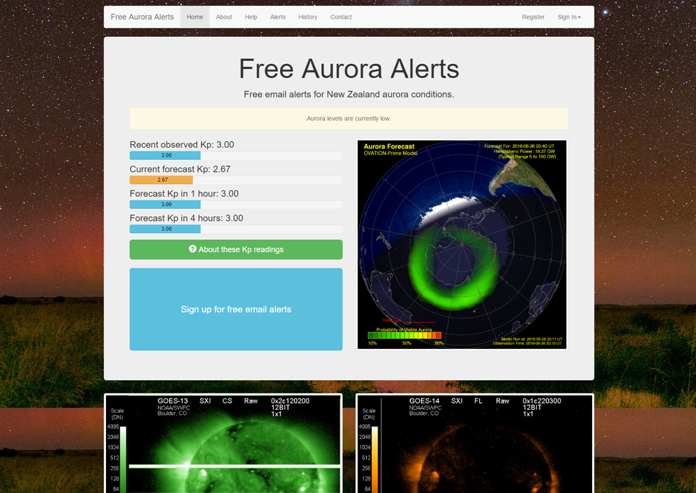Screenshot of Free Aurora Alerts.